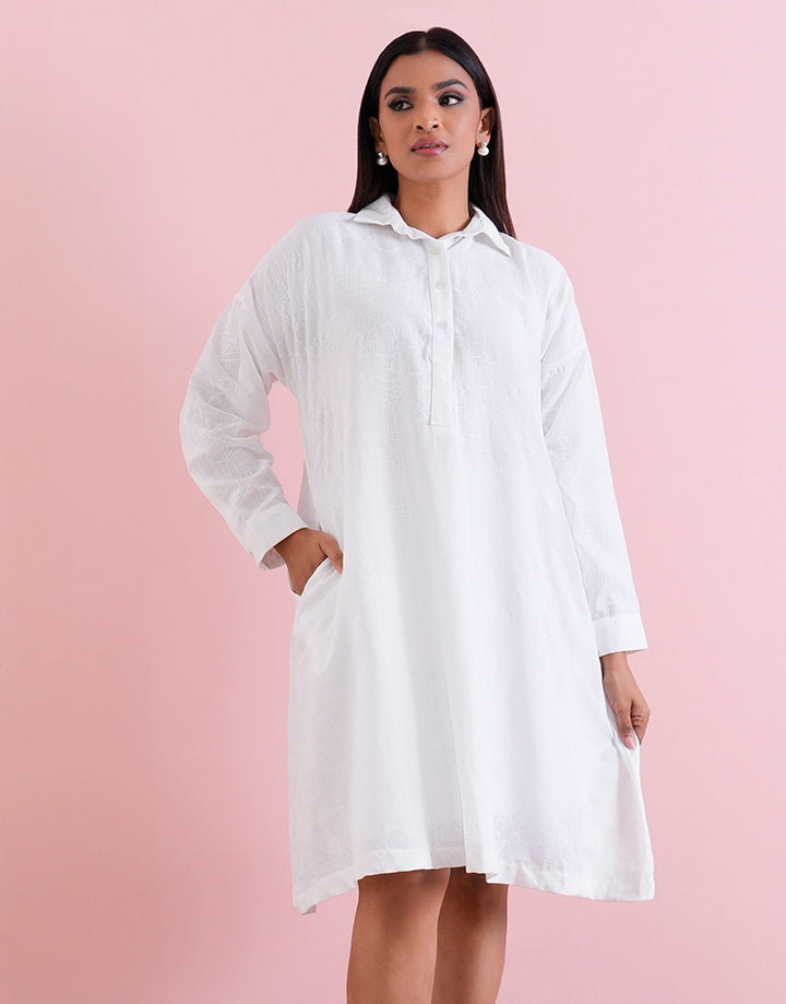 3/4 Sleeve Dress with Half Placket – Spring & Summer
