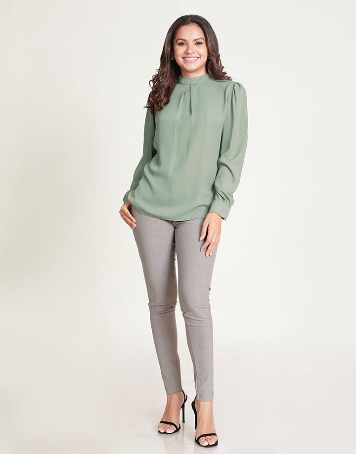 High Neck Blouse with Long Sleeves