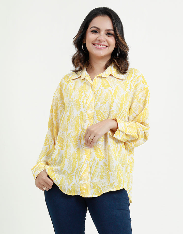 Printed Button Down Blouse with Collar