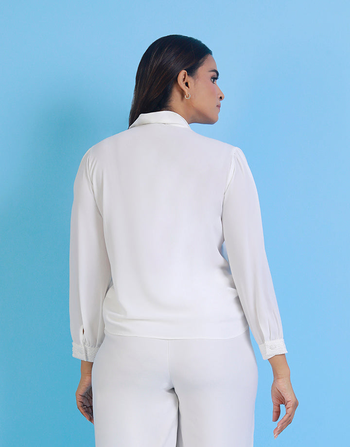 High Laced Collar Long Sleeve Blouse main image 1