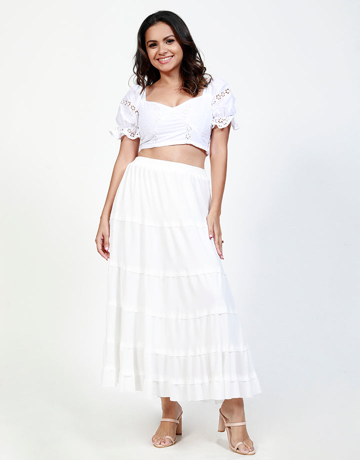 Tiered Skirt with Smocked Waist