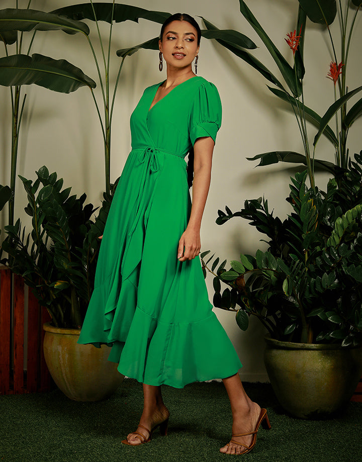 Across Town Puff Sleeve Quilted Dress