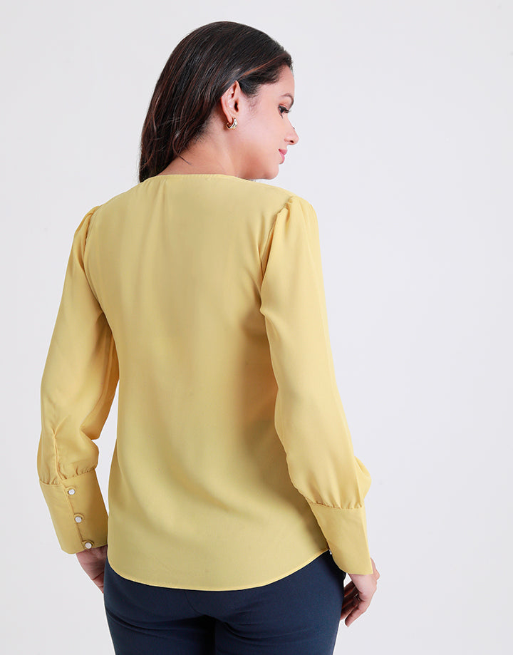 V-Neck Blouse With Long Sleeves