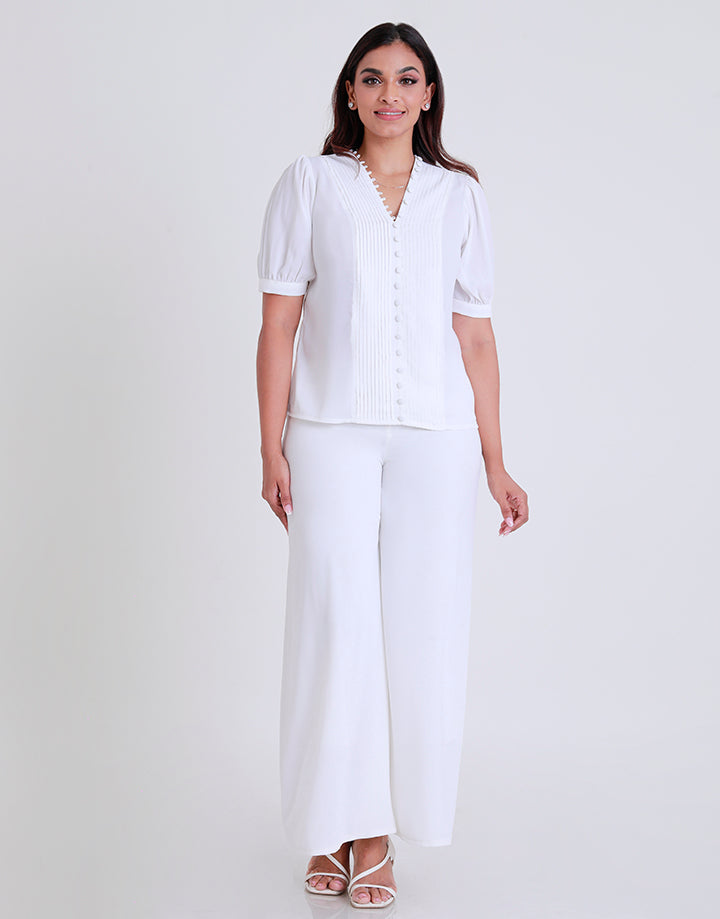 White Blouse with Pintucks
