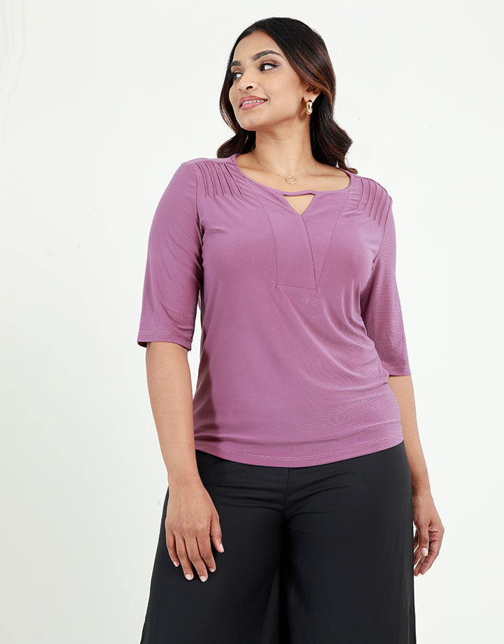 Round Neck Blouse with Pintuck Details