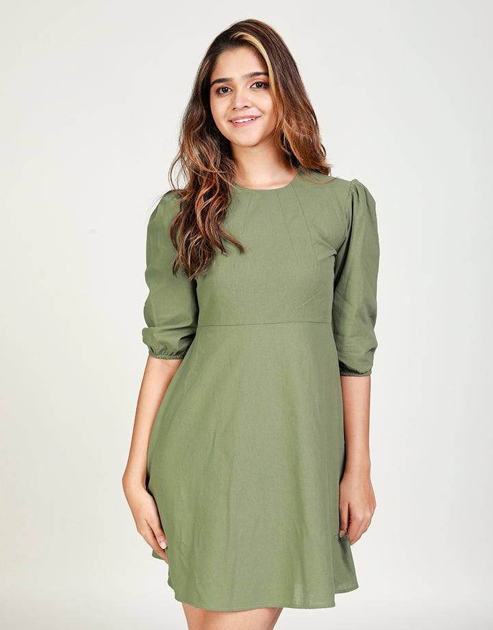 A-Line Dress with Bishop Sleeves