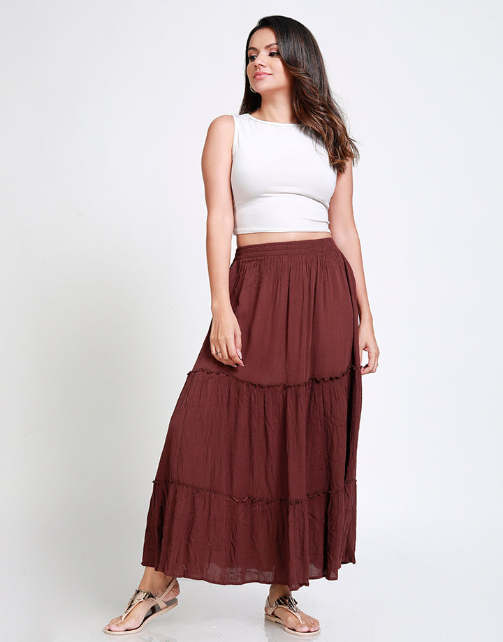 A-Line Maxi Skirt with Tiered