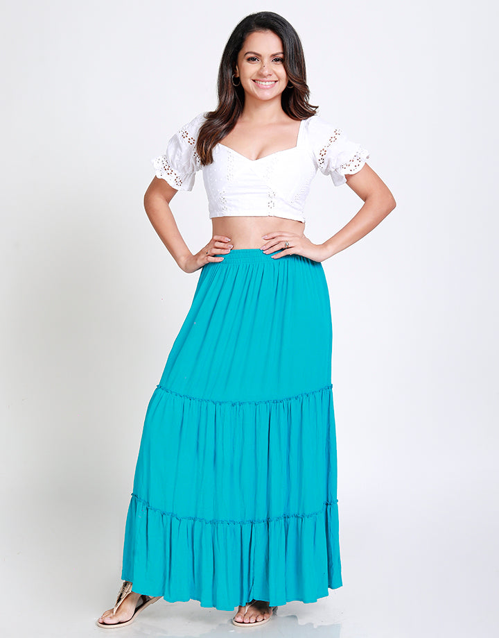 A-Line Maxi Skirt with Tiered