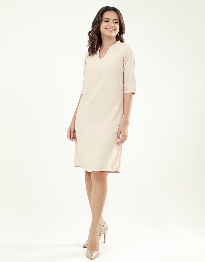 A-Line Midi Dress with ¾ Sleeves