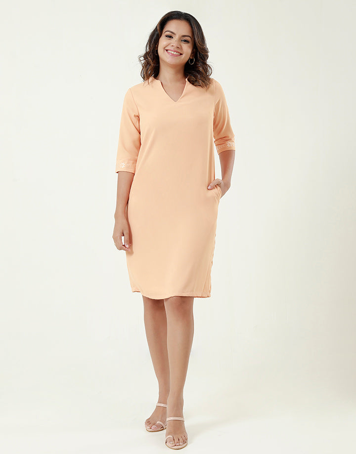 A-Line Midi Dress with ¾ Sleeves
