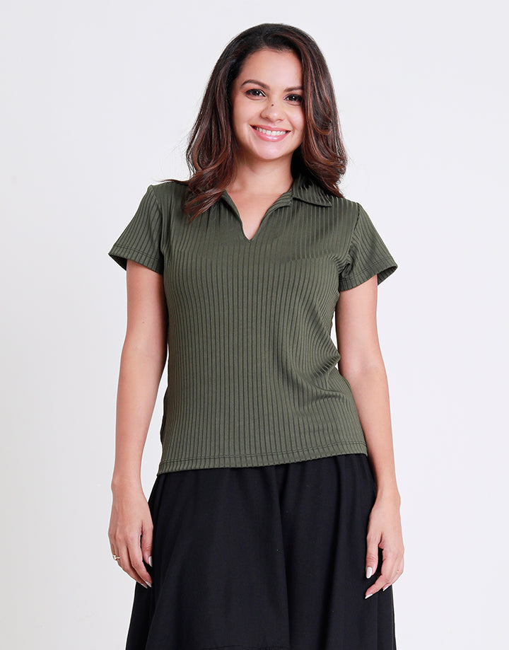 Collar T-Shirt with Short Sleeves
