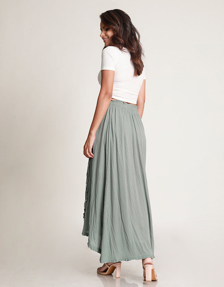 Elastic Waist Skirt with Ruffle Details