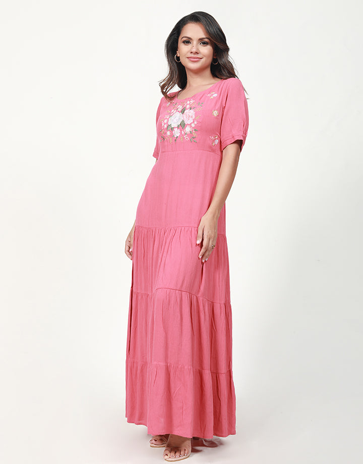 Embroidered Tiered Maxi Dress Spring & Summer