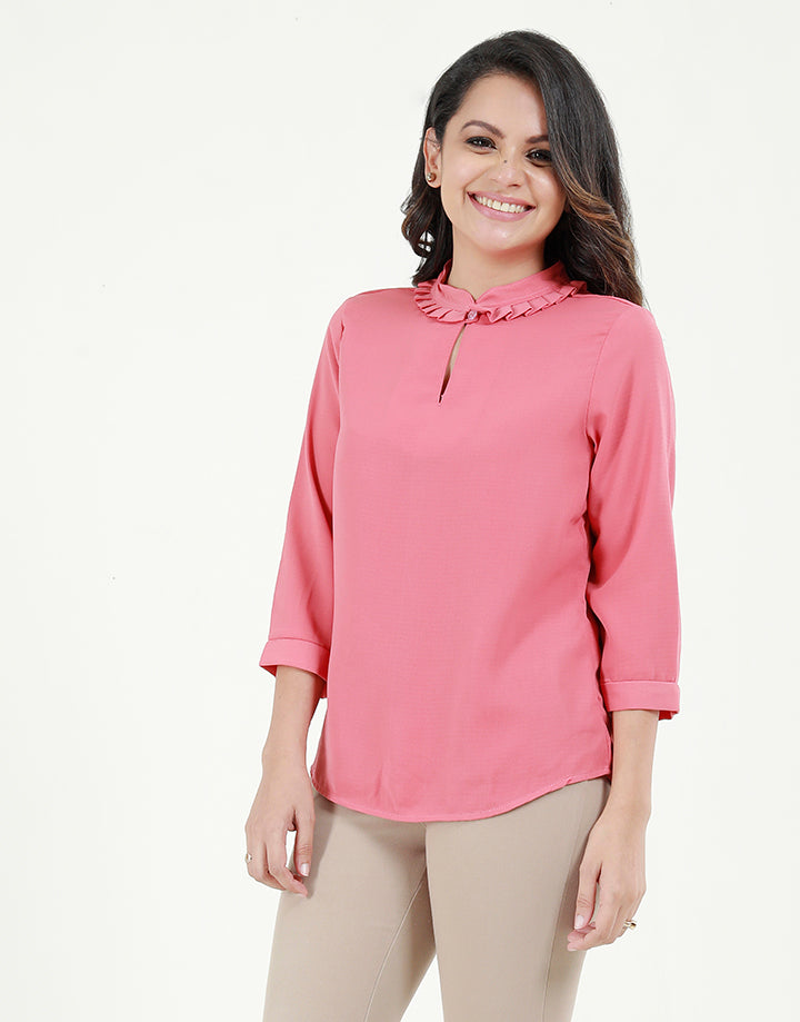 High Neck Blouse with ¾ Sleeves