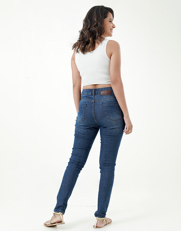 LICC Five Button Skinny Jeans with Pockets