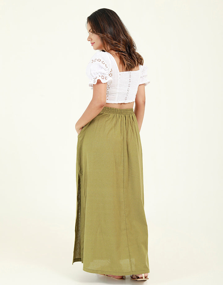 Linen Maxi Skirt with Side Pockets Spring & Summer