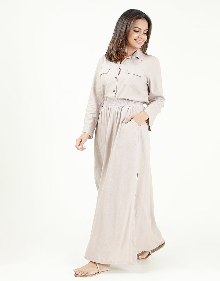Linen Maxi Skirt with Side Pockets