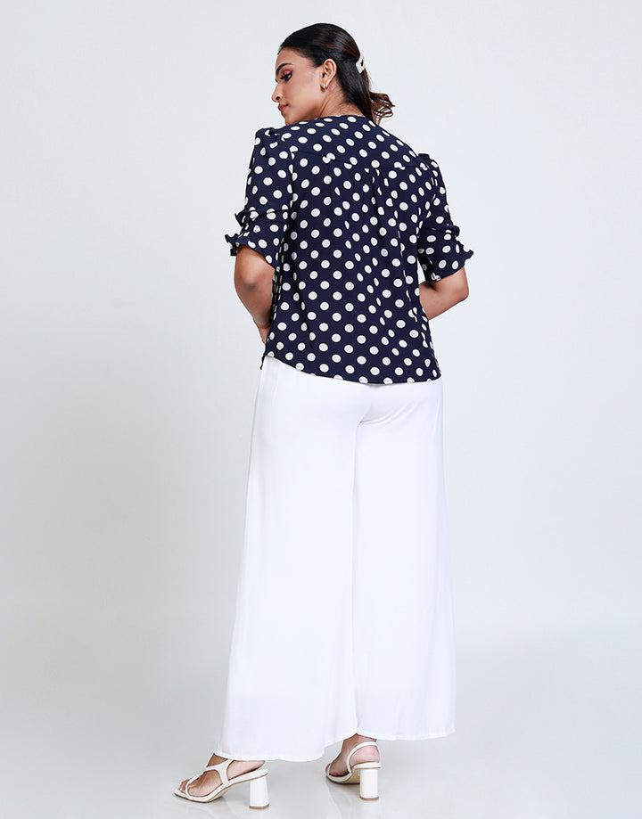 Polka Dotted Blouse with Short Sleeves