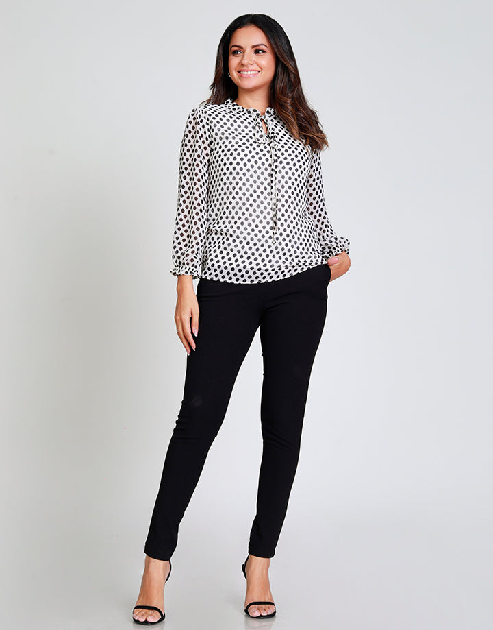 Polka Dotted Top with Long Sleeves