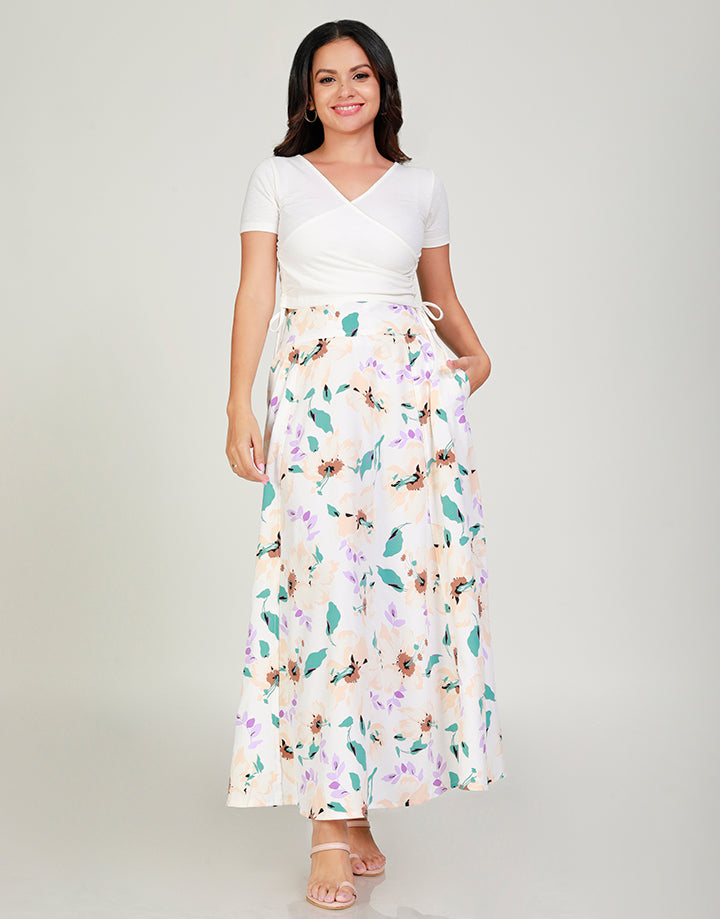 Printed Maxi Skirt with Pockets