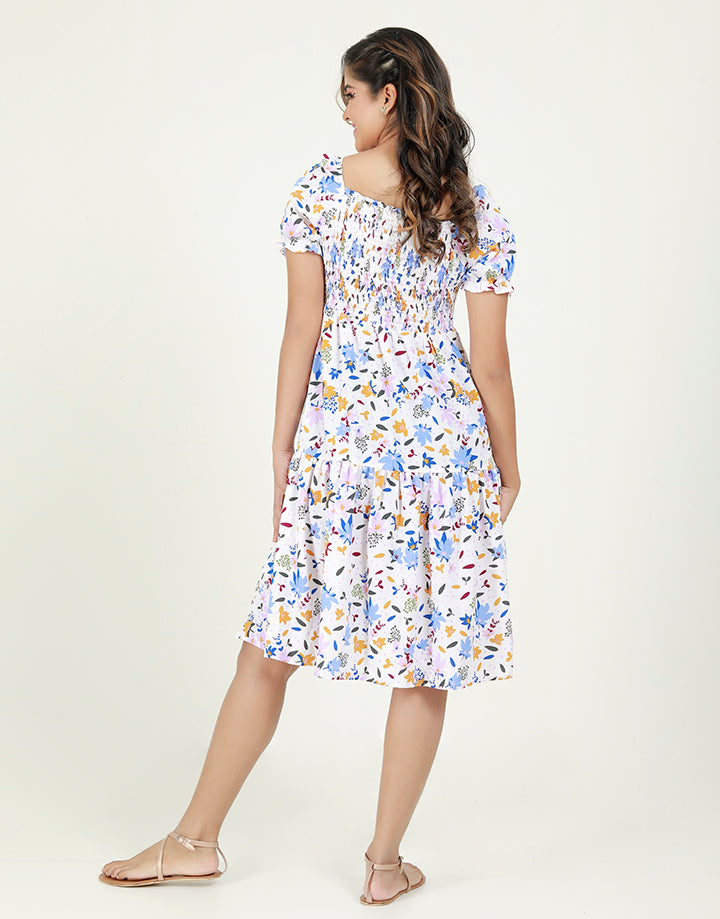 Printed Two Way Dress with Short Sleeves