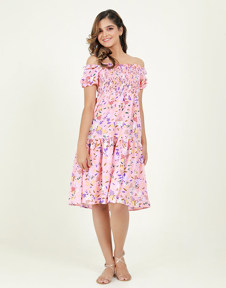 Printed Two Way Dress with Short Sleeves