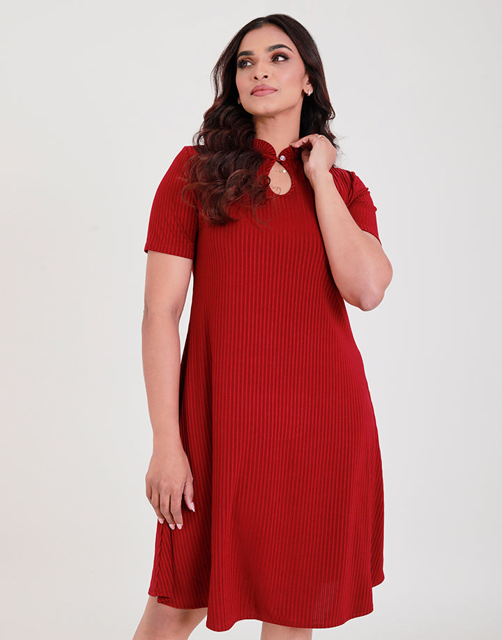 Round Neck Dress with Short Sleeves