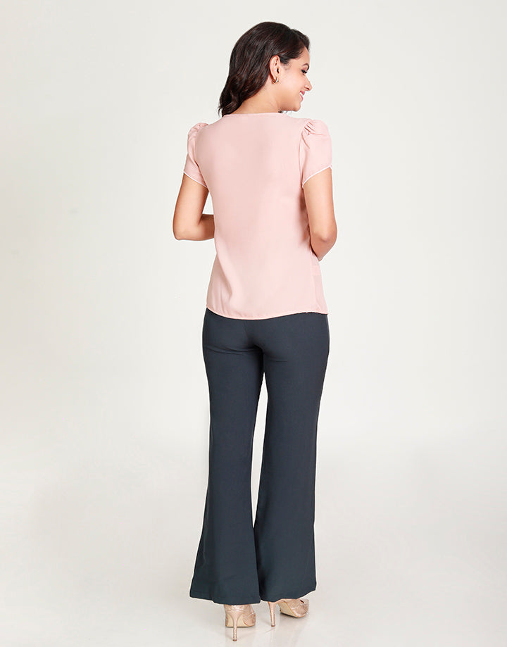 Round Neck Top with Petal Sleeves