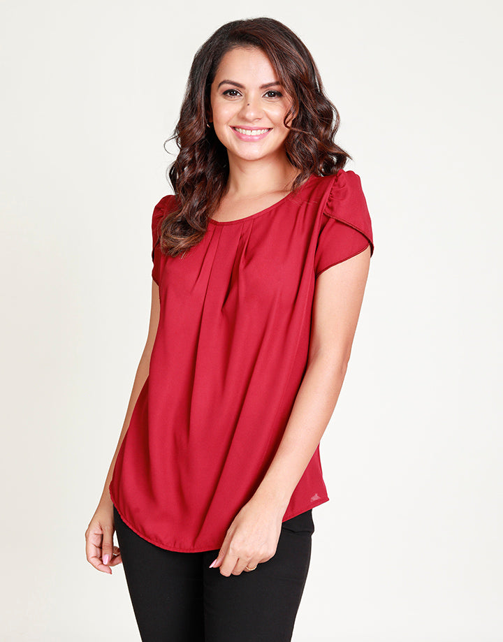 Round Neck Top with Petal Sleeves