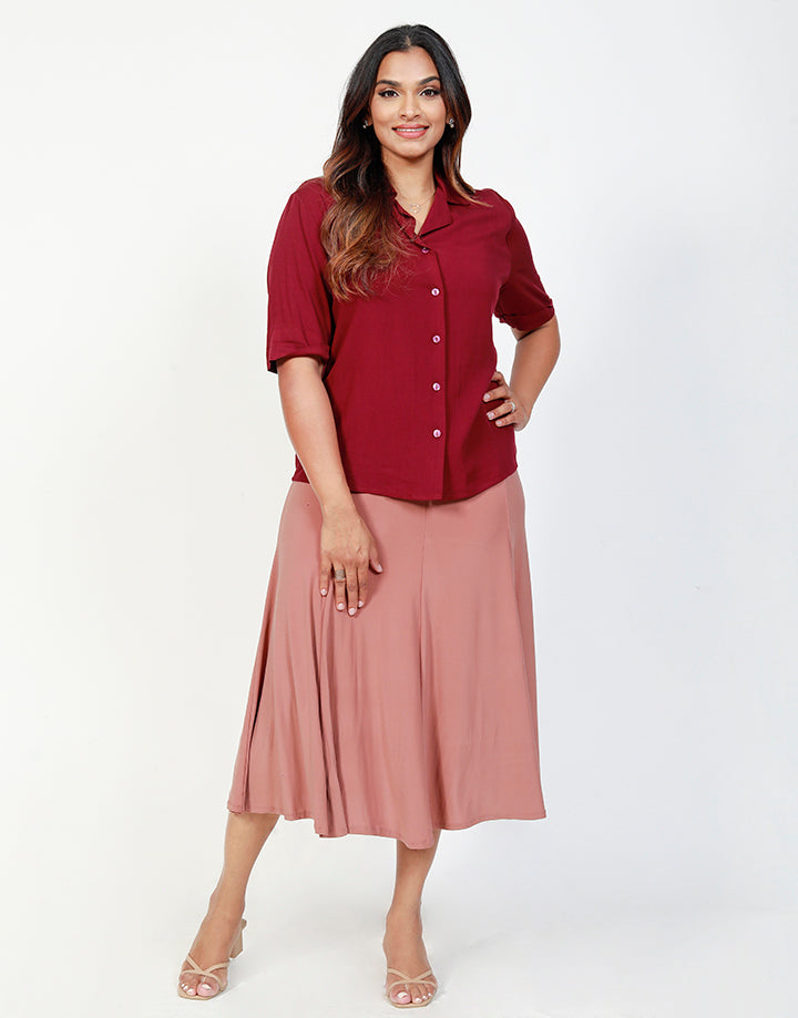 Short Sleeves Blouse in Solid Colour