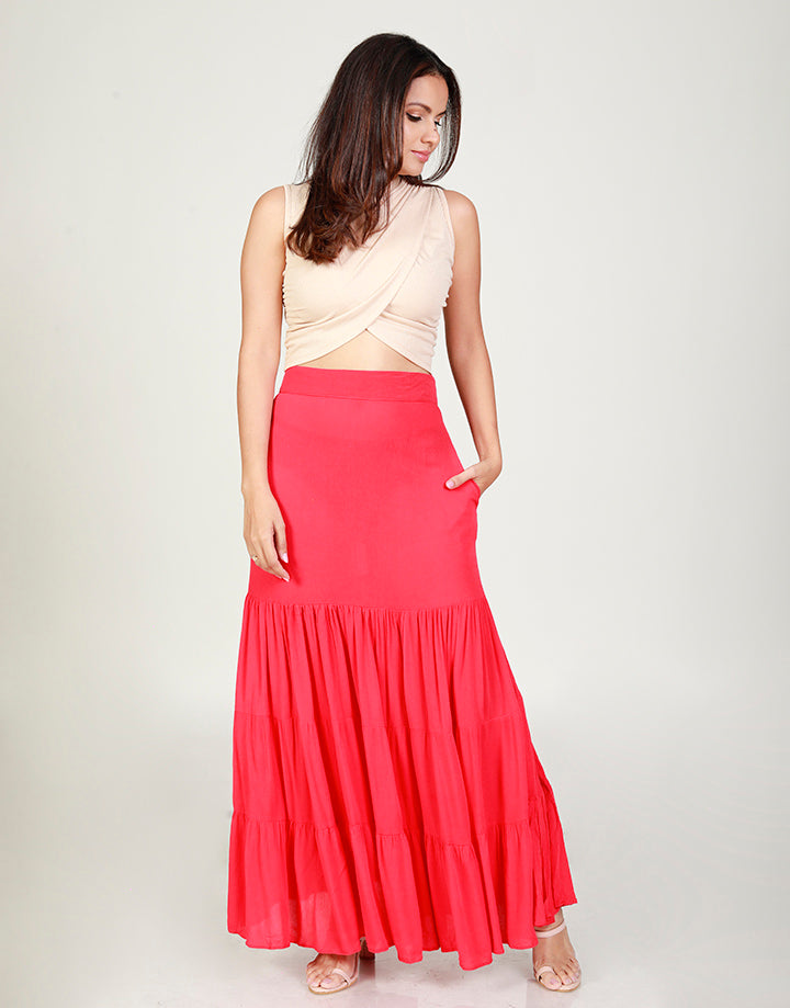 Tiered Midaxi Skirt in Cheesecloth