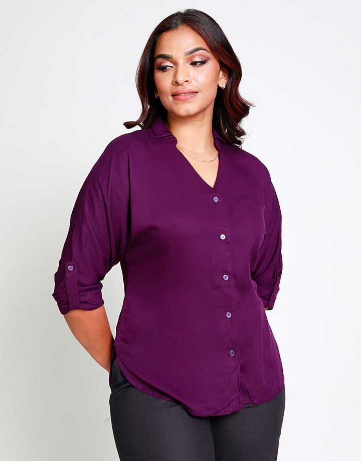 V-Neck Blouse with Collar
