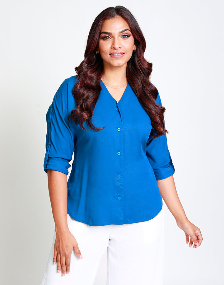 V-Neck Blouse with Collar