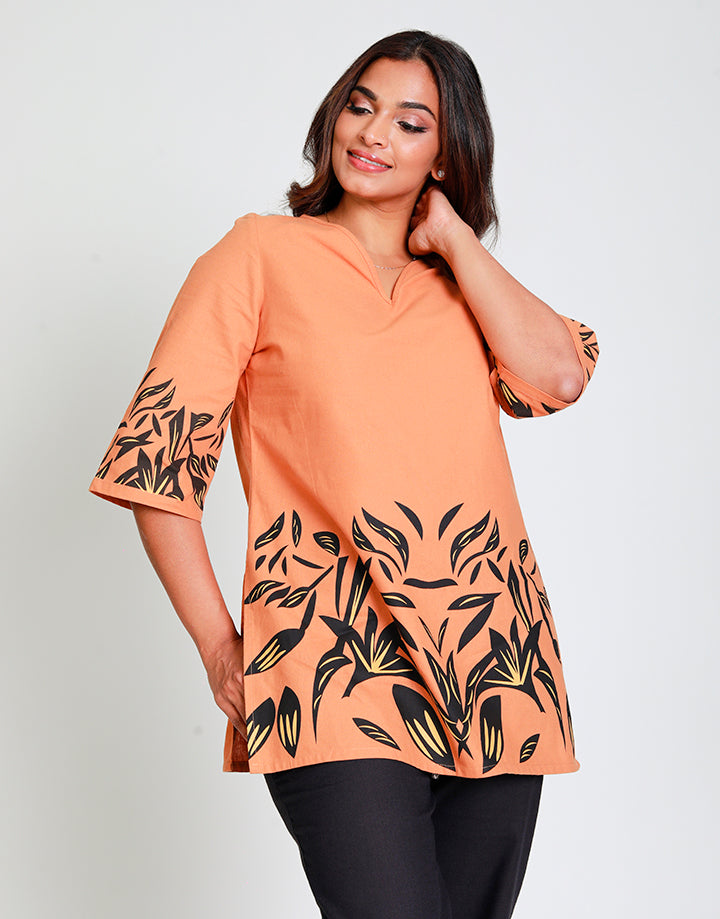 V-Neck Kurtha with Placement Print