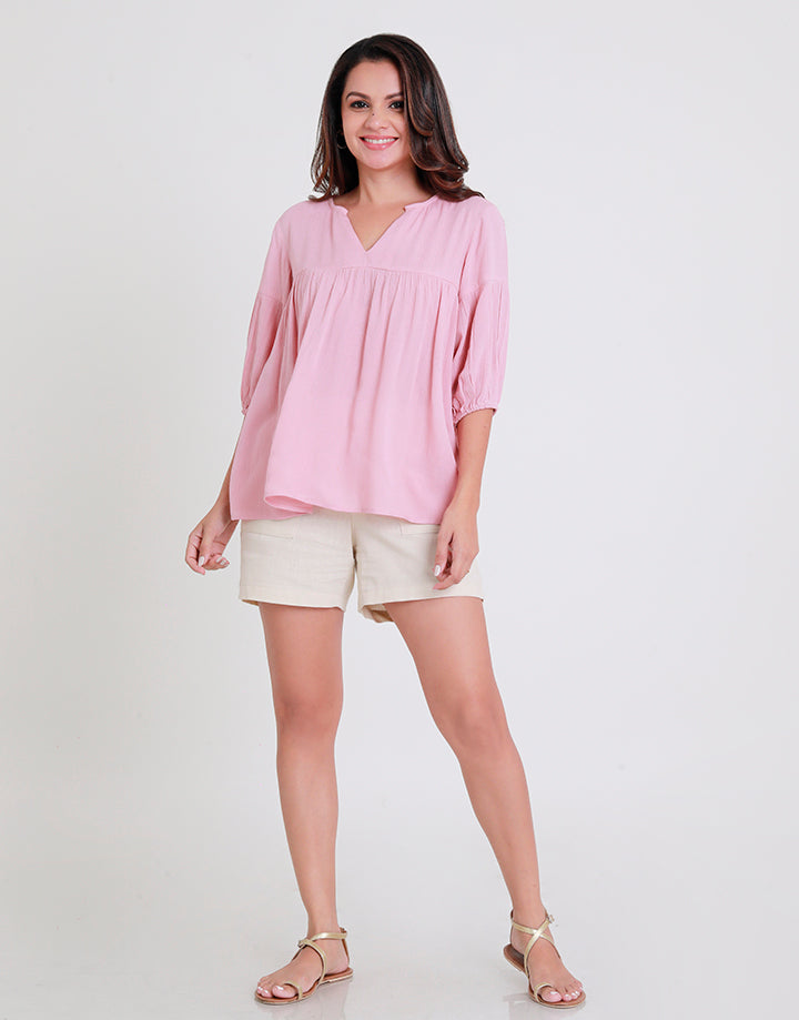 V-Neck Top with ¾ Sleeves