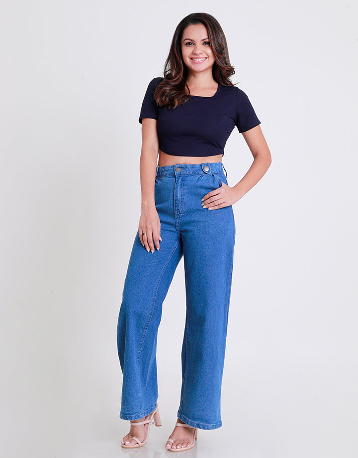 Women's LICC Wide Leg Jeans with Side Pockets