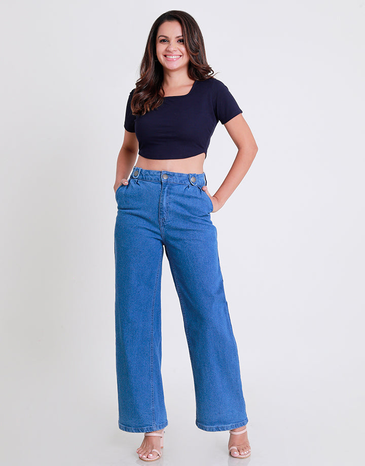 Women's LICC Wide Leg Jeans with Side Pockets