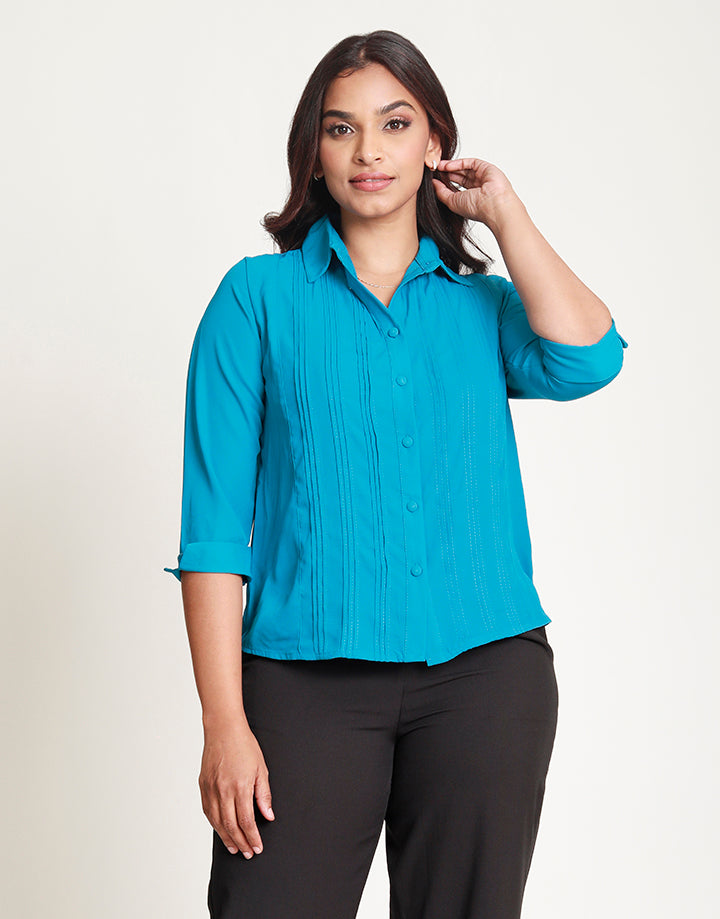 ¾ Sleeves Blouse with Pintucks