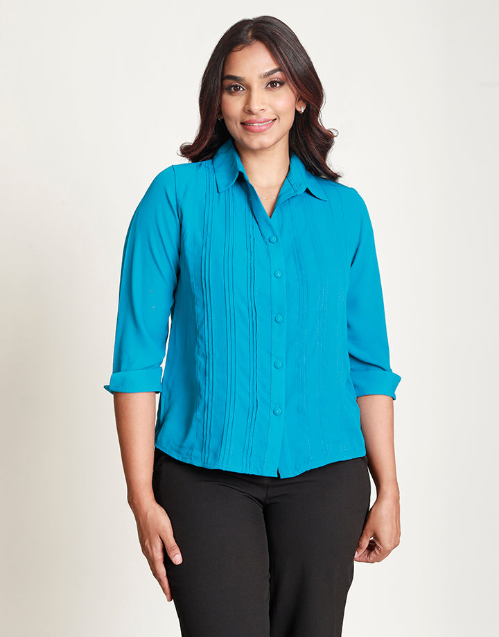 ¾ Sleeves Blouse with Pintucks