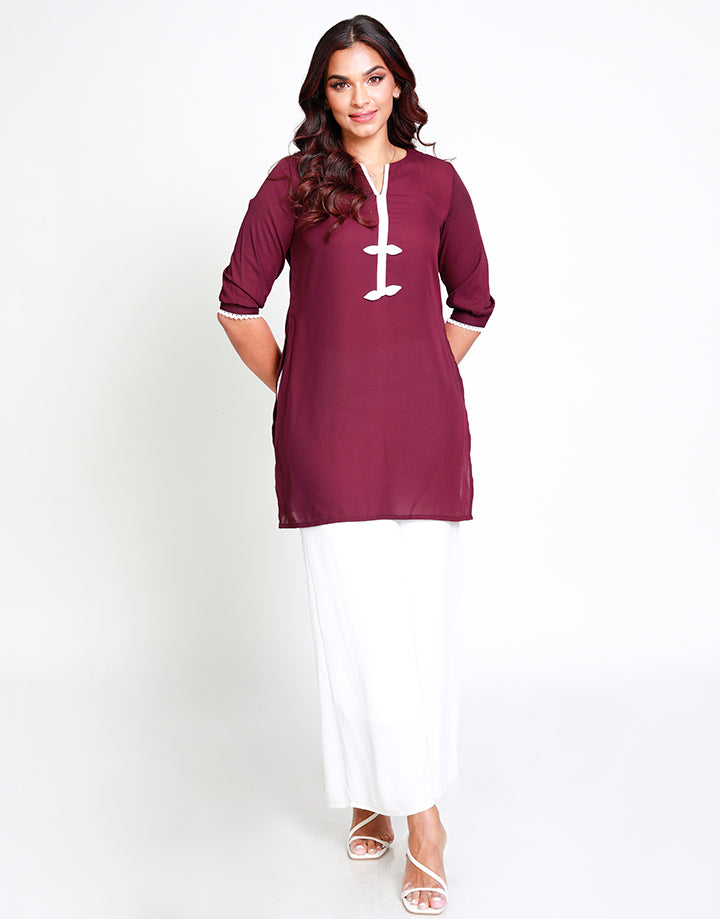 ¾ Sleeves Kurtha with Contrasting Details