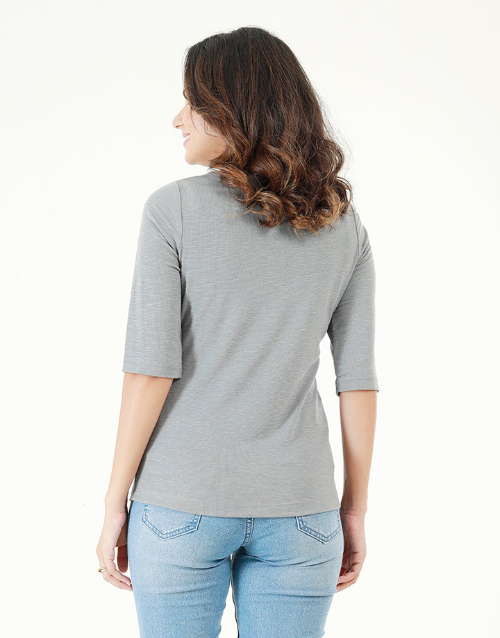 ¾ Sleeves T-Shirt with Keyhole Opening