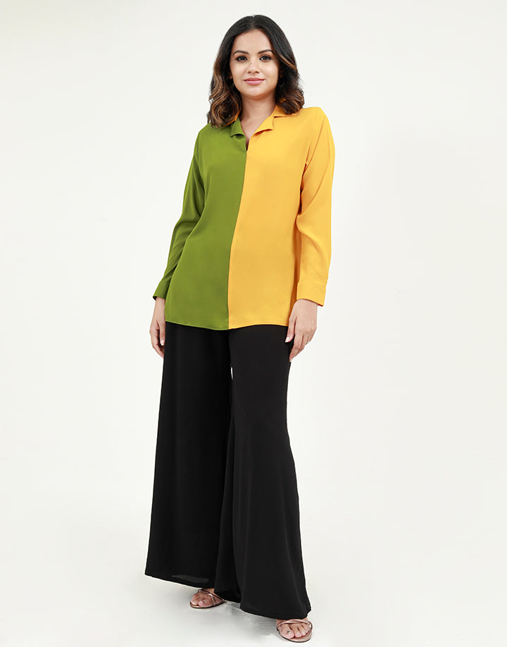 Colour Blocked Blouse with ¾ Sleeves