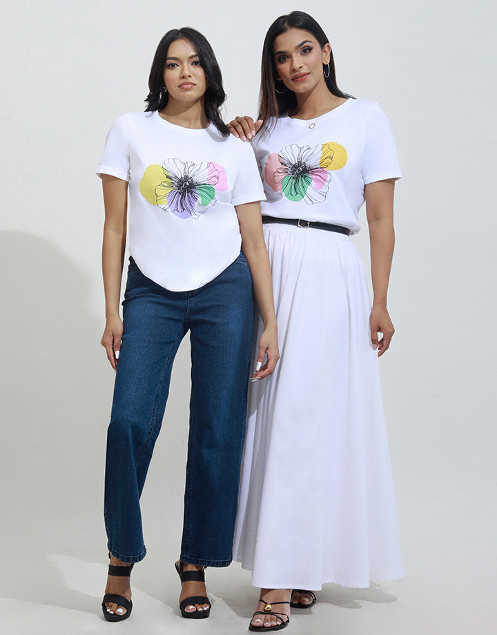 White T-Shirt with Screen Print