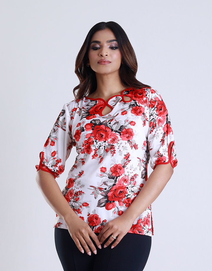 3/4 Sleeves Top with Keyhole