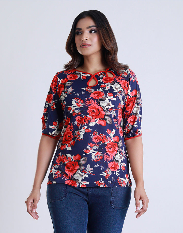 3/4 Sleeves Top with Keyhole