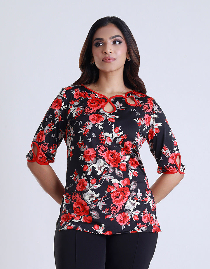 3/4 Sleeves Top with Keyhole