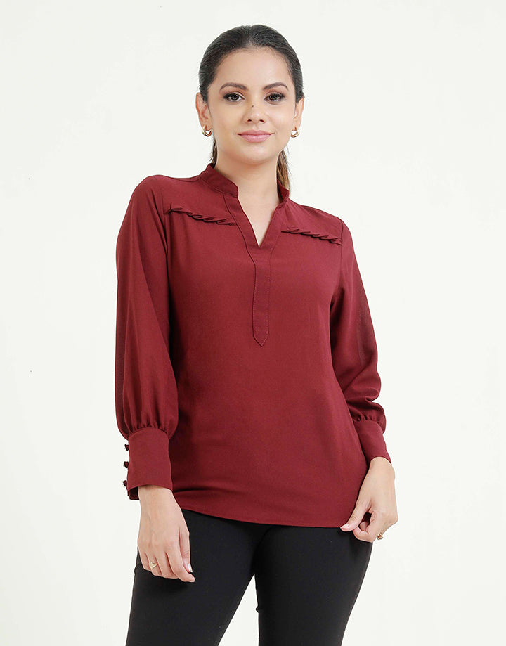 Bishop Sleeves Blouse with Frills
