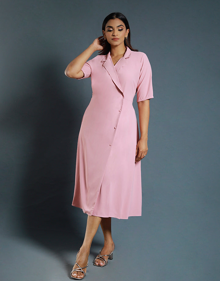 Blazer Collared Dress with Side Pleat