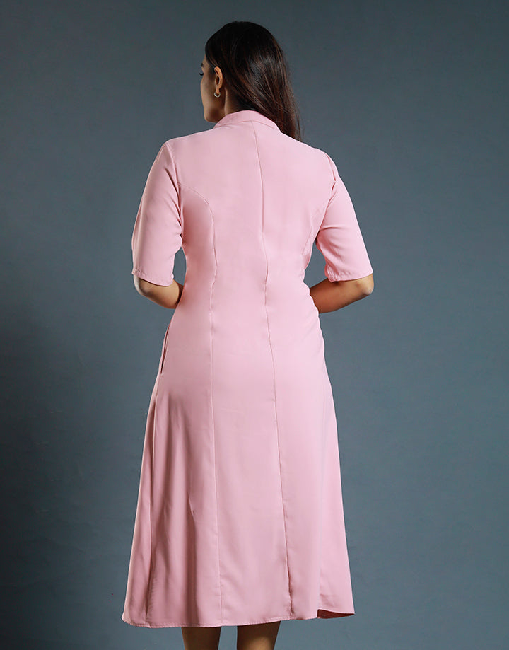 Blazer Collared Dress with Side Pleat