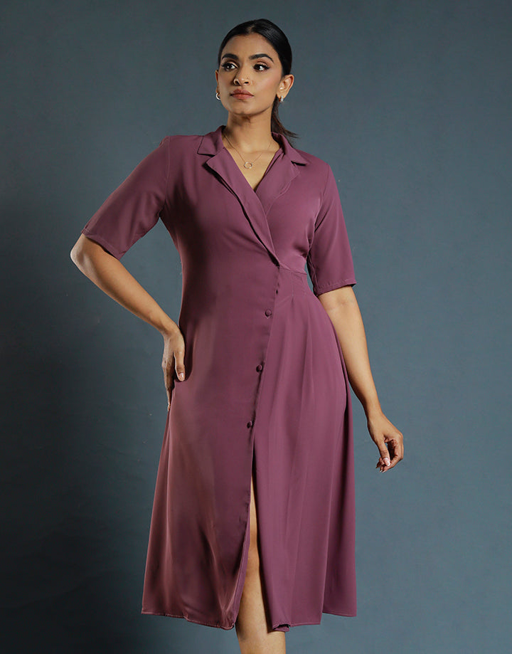 Blazer Collared Dress with Side Pleat